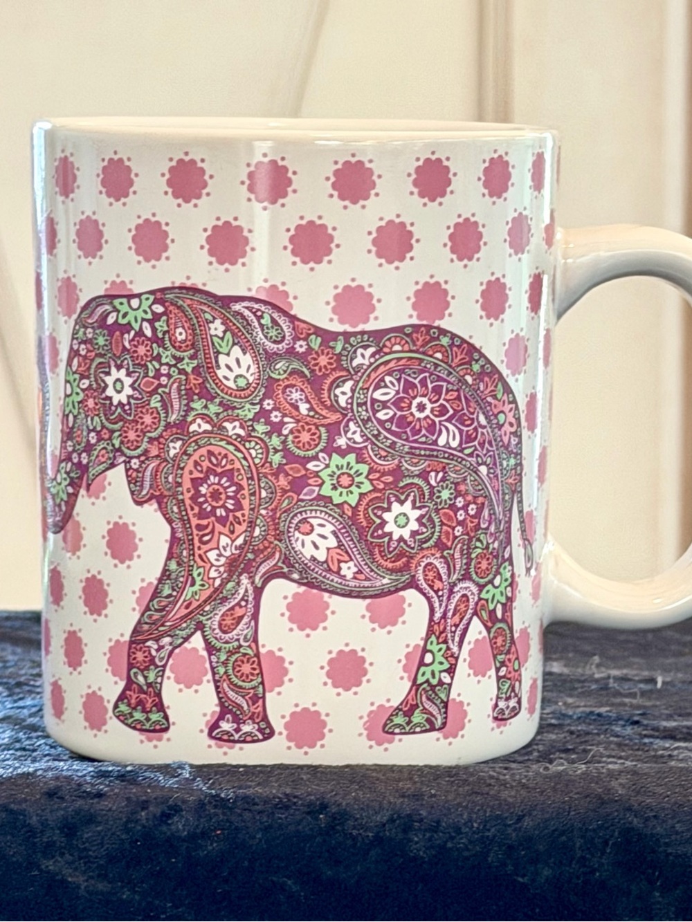 Decorative Pink Paisley Elephant Ceramic Mug by Love Your Mug